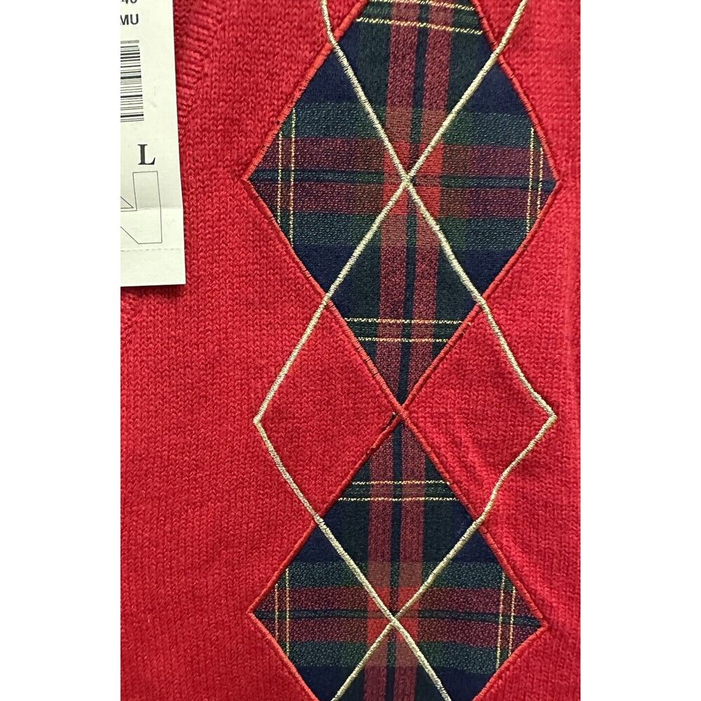 NWT Vintage Tanjay 2 Piece Set Sweater Vest Skirt Size Large Red Plaid - Picture 5 of 9